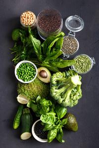 生鲜健康食品清洁食用蔬菜和谷物产品 绿色蔬菜, 奎奴亚, 鹰嘴豆